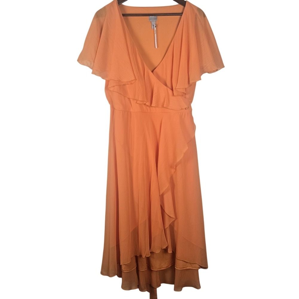 NWT Asos Curve Orange Flowy Maxi Dress Womens Size 14
